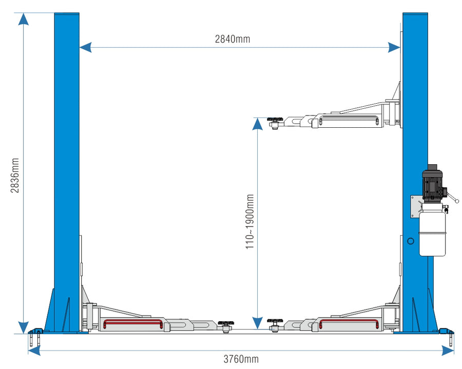 YL-268 Base Plate Car Truck Hoist 6.8 Tonne Single Point Release, 3 Stage Lifting Arms