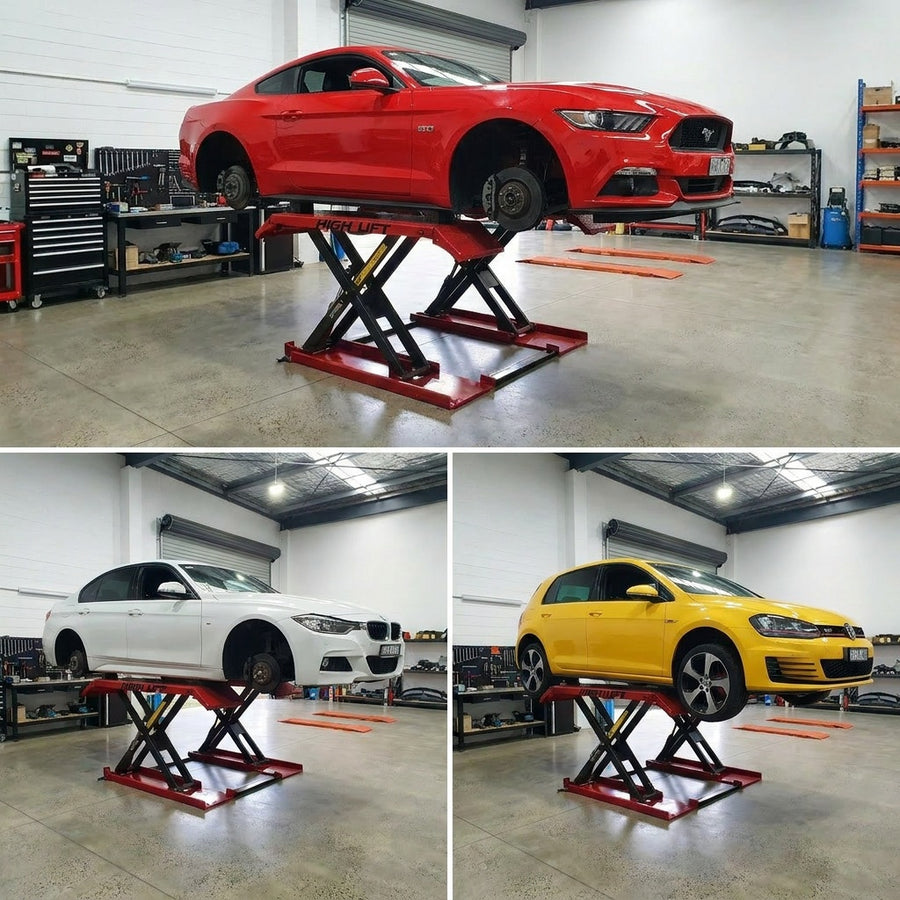Highlift YL635BE CAR SCISSOR LIFT Max Lift Capacity 3.5Tonne With Electric Locks, Wheel Kit & Rubber Pads