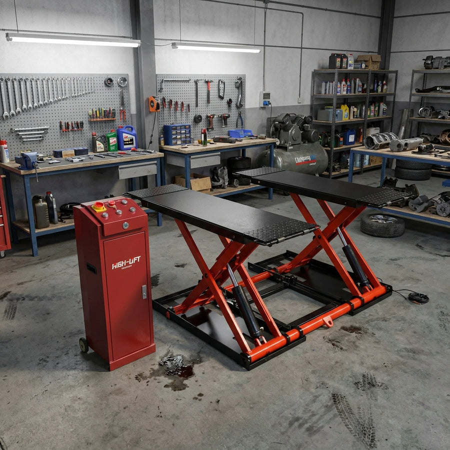 Highlift YL635BE CAR SCISSOR LIFT Max Lift Capacity 3.5Tonne With Electric Locks, Wheel Kit & Rubber Pads
