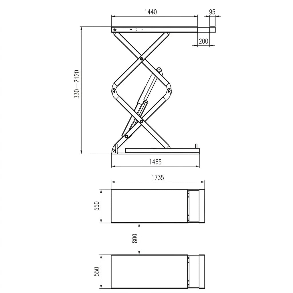 YL635K Inground Car Scissor Lift 3.5Tonne Full Lift Height 2000mm