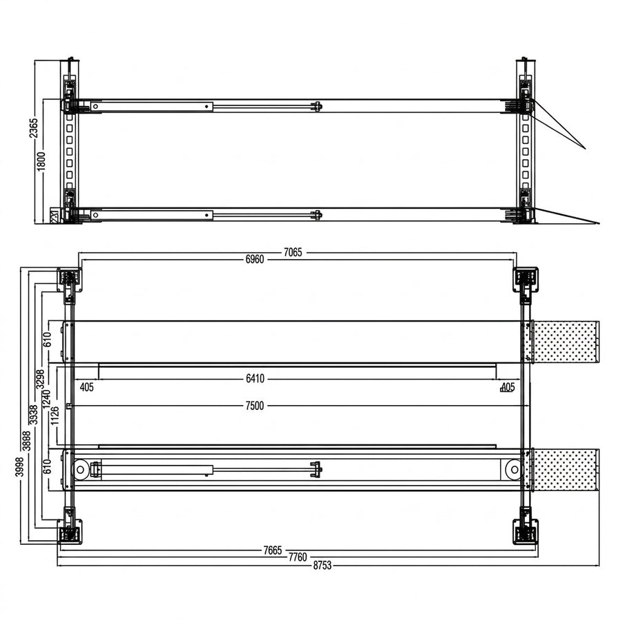 Highlift YL-12, 12 Ton 4 Post Truck Hoist Extra Long 7.5Meters
