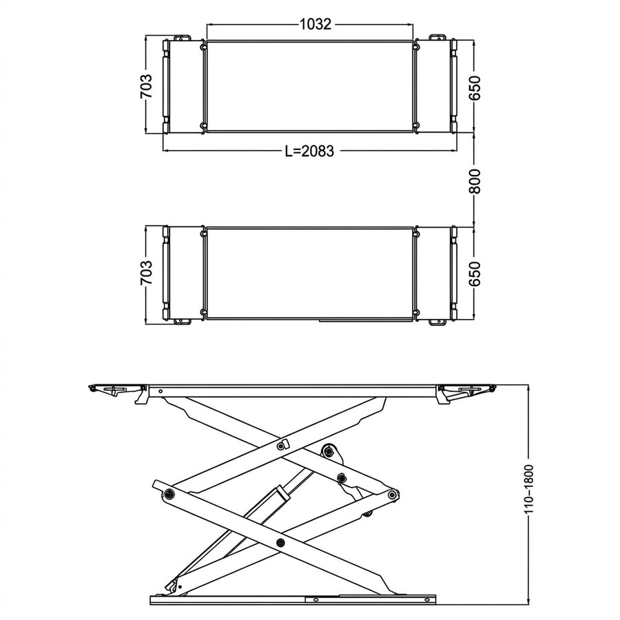Highlift YL635FW Full Rise Car Scissor Lift 3.5 Tonne Full Height 1800mm