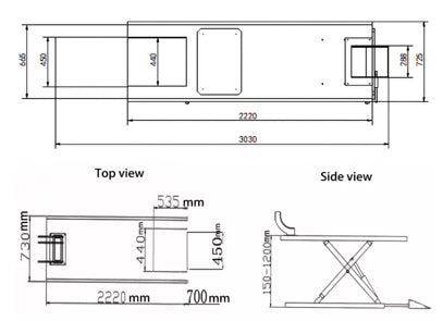 Large Commercial Hydraulic 700Kg Motorcycle Lift Table With Air Clamp & Bonus Jack- HL-800