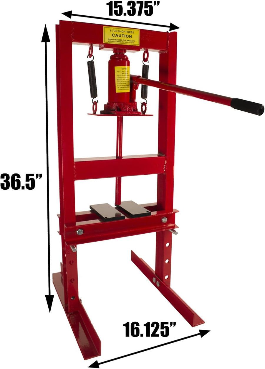 6-Ton Hydraulic Shop Floor Press with Press Plates and H Frame is Ideal for Gears and Bearings (inc GST)