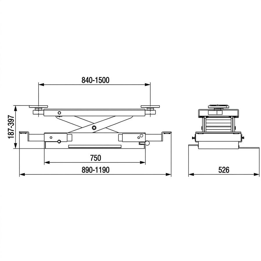RJ-3500 Hand Operated 1.6 Tonne 4 post Car Hoist Rolling Bridge (Sliding) Jack Suits AYL4000, AYL4000H