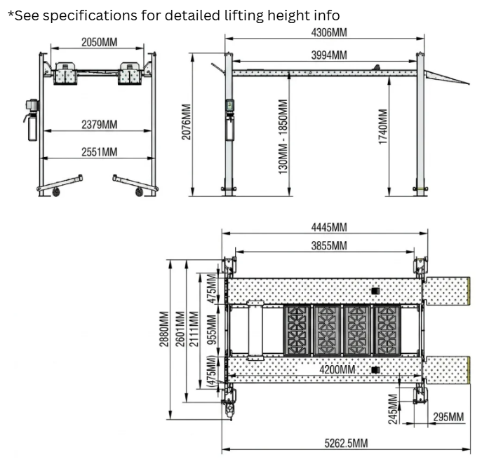Highlift AYL4000 4 Post Car Storage Workshop Storage Hoist 4 tonne