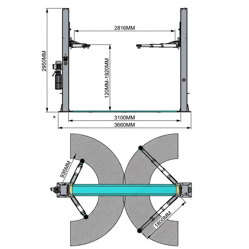 4.5 Tonne Base Plate Car Hoist Single Point Release YL-245