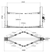 YL-250 Base Plate Car Hoist 5 Tonne Extra Thick Columns Single Point Release 5000kg