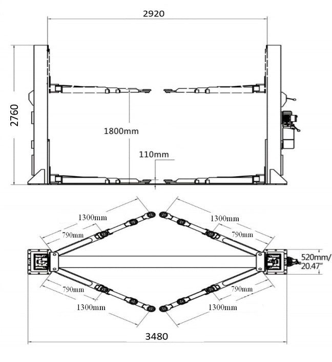 YL-250 Base Plate Car Hoist 5 Tonne Extra Thick Columns Single Point Release 5000kg