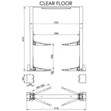 6.0 Tonne YL-650E Clear Floor Car Hoist Extra High Columns, Electric Lock Release 6000kg