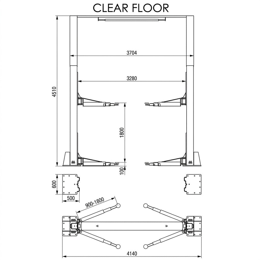 6.0 Tonne YL-650E Clear Floor Car Hoist Extra High Columns, Electric Lock Release 6000kg