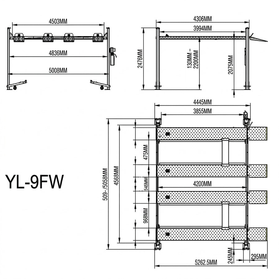 Highlift YL-9FW Twin Parking Storage Hoist 4 Tonne Twin Storage Car Hoist Extra High Lift 2200mm