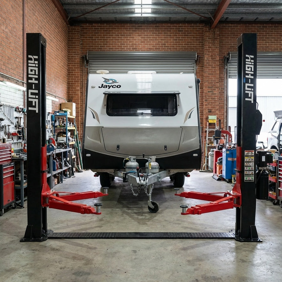 YL-250W 5 Tonne Extra Wide Base Plate Car Hoist With 3 Stage Arms Single Point Release 3.4m Between Columns 5000kg