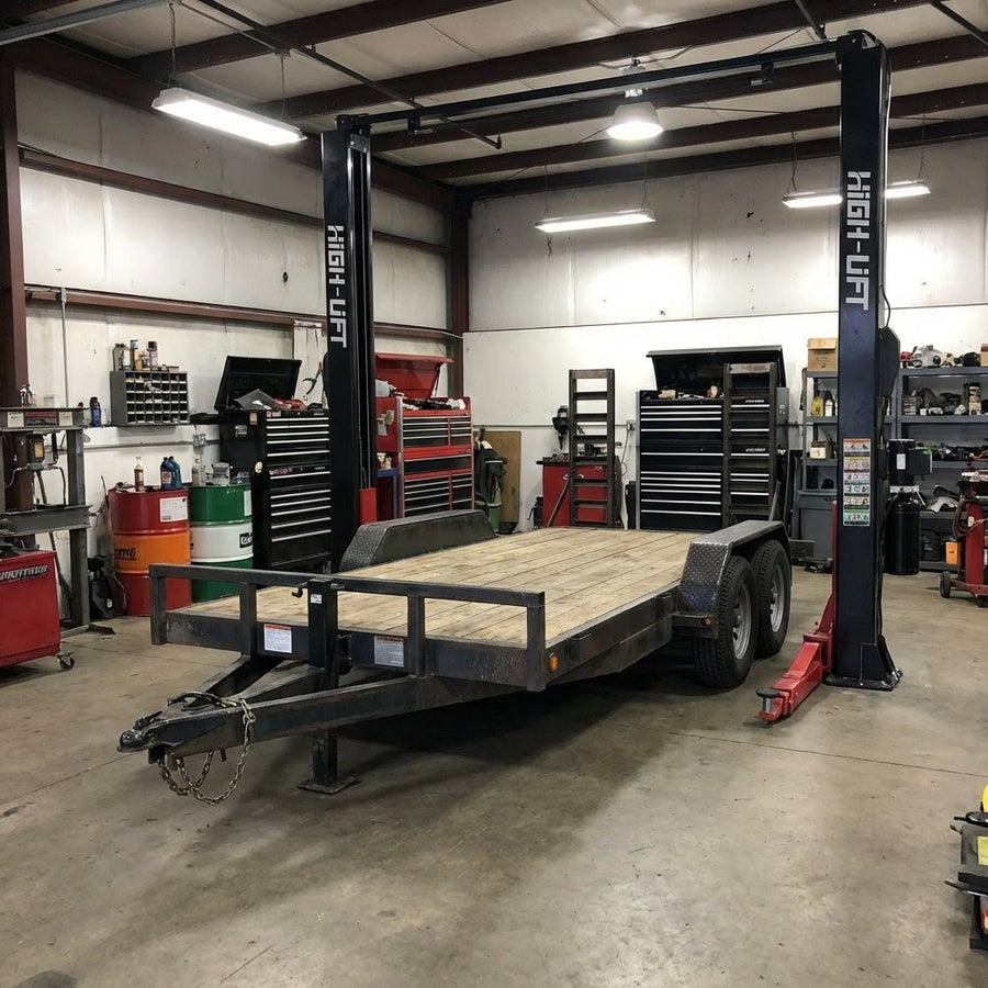 YL-350W 5 Tonne Extra Wide Clear Floor Car Hoist With 3 Stage Arms Single Point Release 3.4m Between Columns 5000kg