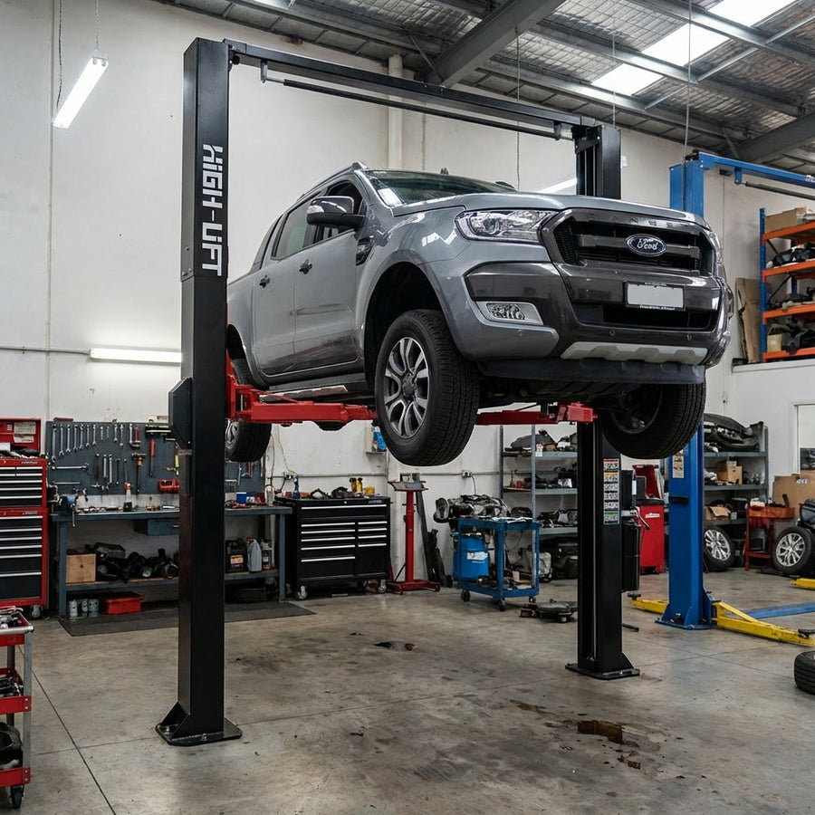 YL-350W 5 Tonne Extra Wide Clear Floor Car Hoist With 3 Stage Arms Single Point Release 3.4m Between Columns 5000kg