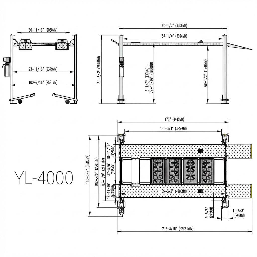 Highlift AYL4000 4 Post Car Storage Workshop Storage Hoist 4 tonne