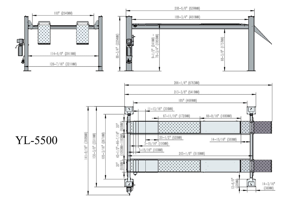 Highlift YL-5500 5.5 Tonne 4 Post Commercial Heavy Duty Car Hoist