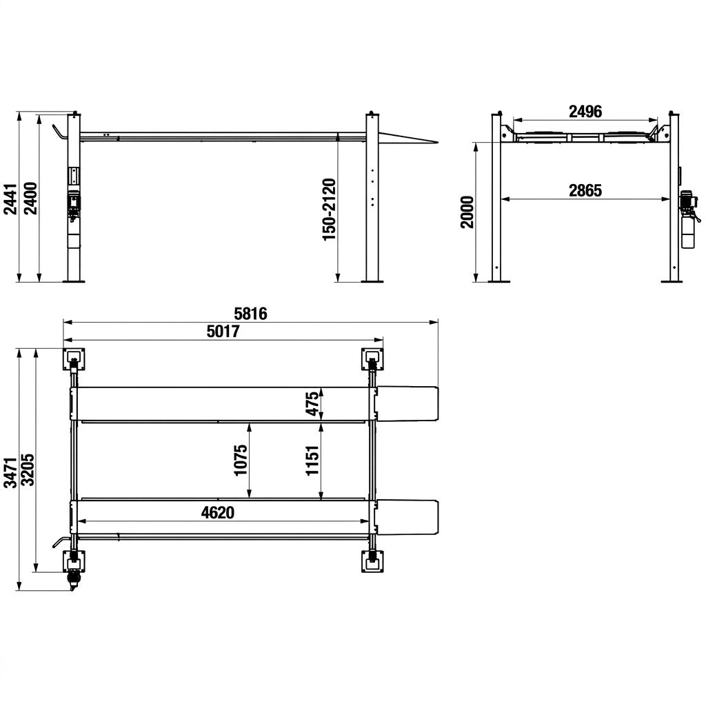 4 Post Caravan Storage Hoist 4.5 Tonne Extra High & Wide Model