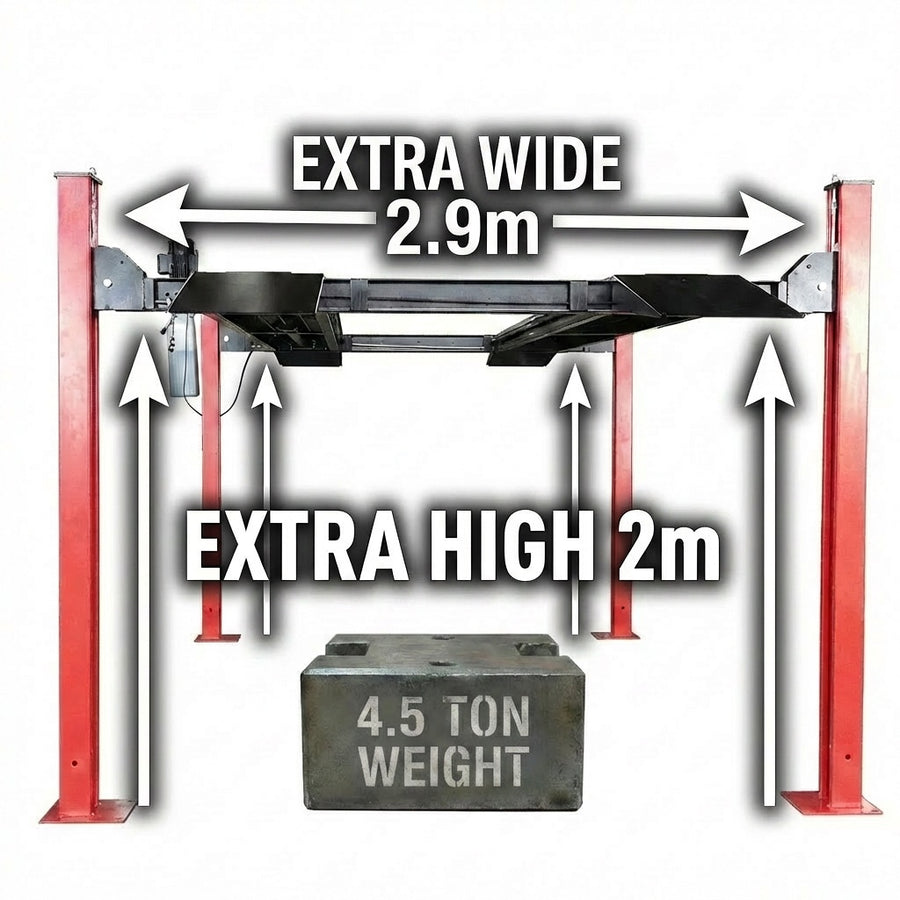 FYLPF-4500  4 Post Car Hoist 4.5 Tonne Extra High & Wide Model with caster kit