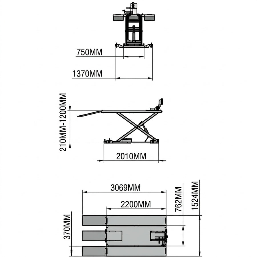 Commercial 1000kg Hydraulic Motor Bike, Cycle Lift Table Hoist For 4 Wheel Motorbikes OPK-ME-2200