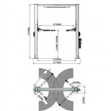 4.5 Tonne Clear Floor Car Hoist Single Point Release 2020mm Lift Height, 4 x 3 Stage arms YL-345