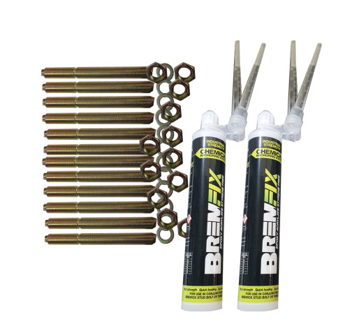 12 Pack 20 x 260mm Chemset Anchor Studs & Concrete Anchor Kit