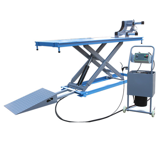 Large Commercial Hydraulic 700Kg Motorcycle Lift Table With Air Clamp & Bonus Jack- HL-800