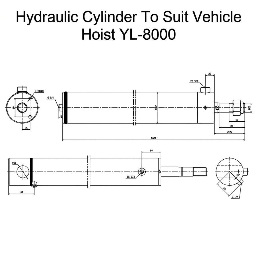 Hydraulic Cylinder/Rams for 4 Post Vehicle Hoists 4 Tonne to 15 Tonne