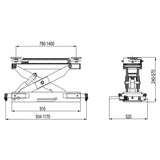 RJQ-7000 Heavy Duty 3 Tonne Rolling Bridge Jack for Truck Hoist Air Operated Suit YL-6500 and YL-5500
