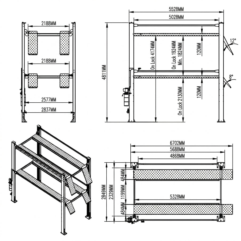 Highlift Triple Stacker Car Parking Storage Hoist 4.5Tonne