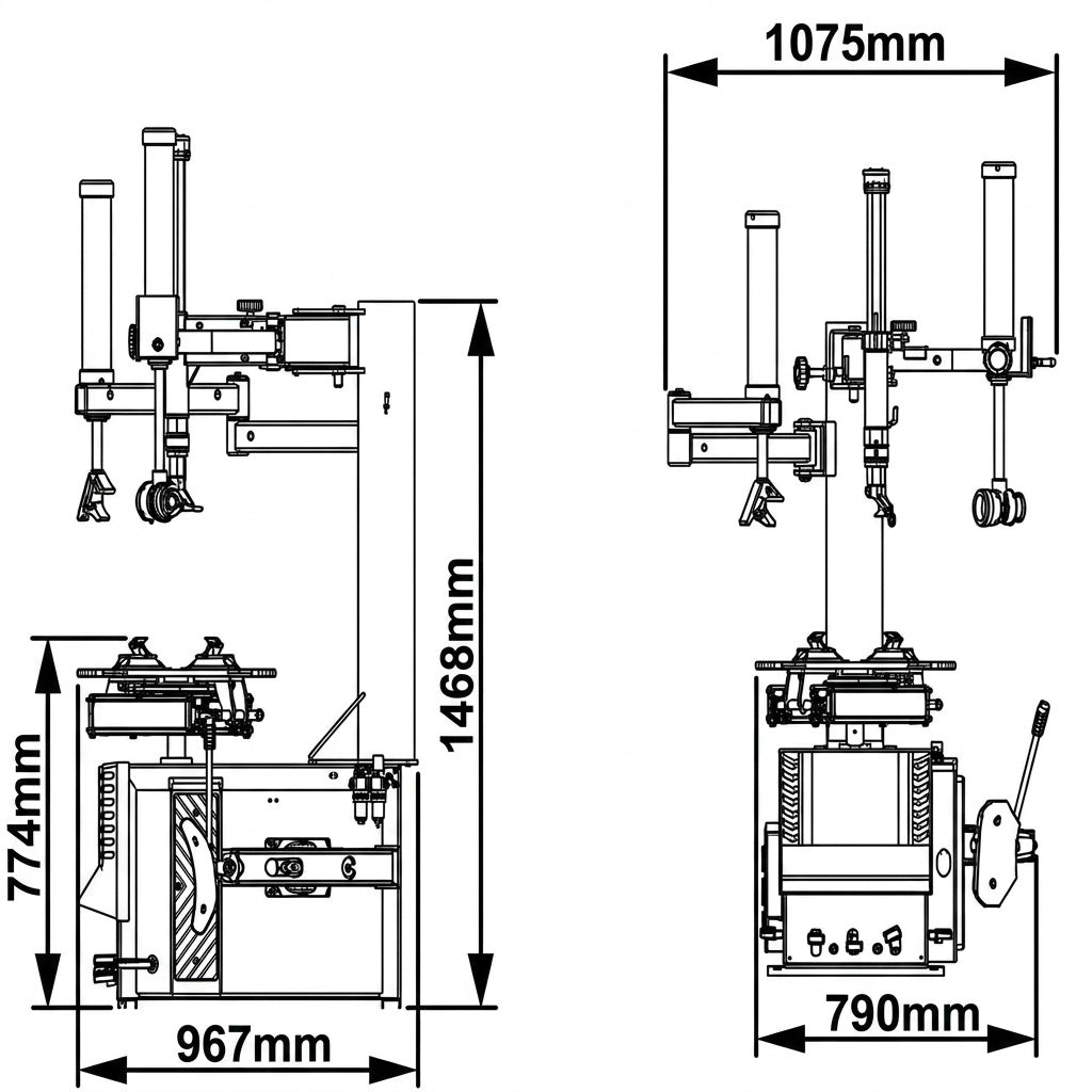 DS-706C3 24" Rim Assist Arm Tyre Changer Swing Arm Wheel Changer