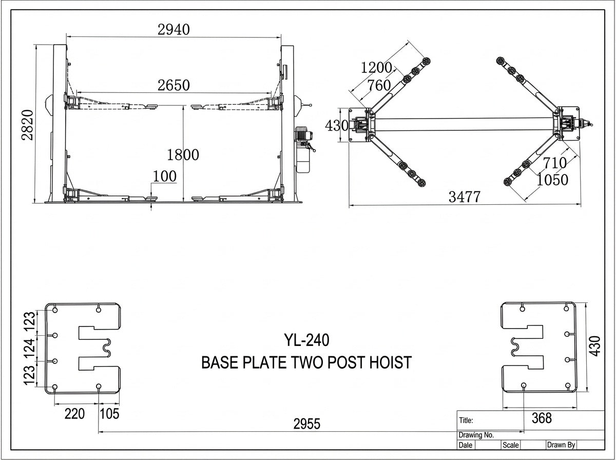 4.5 Tonne Base Plate Car Hoist Single Point Release YL-240