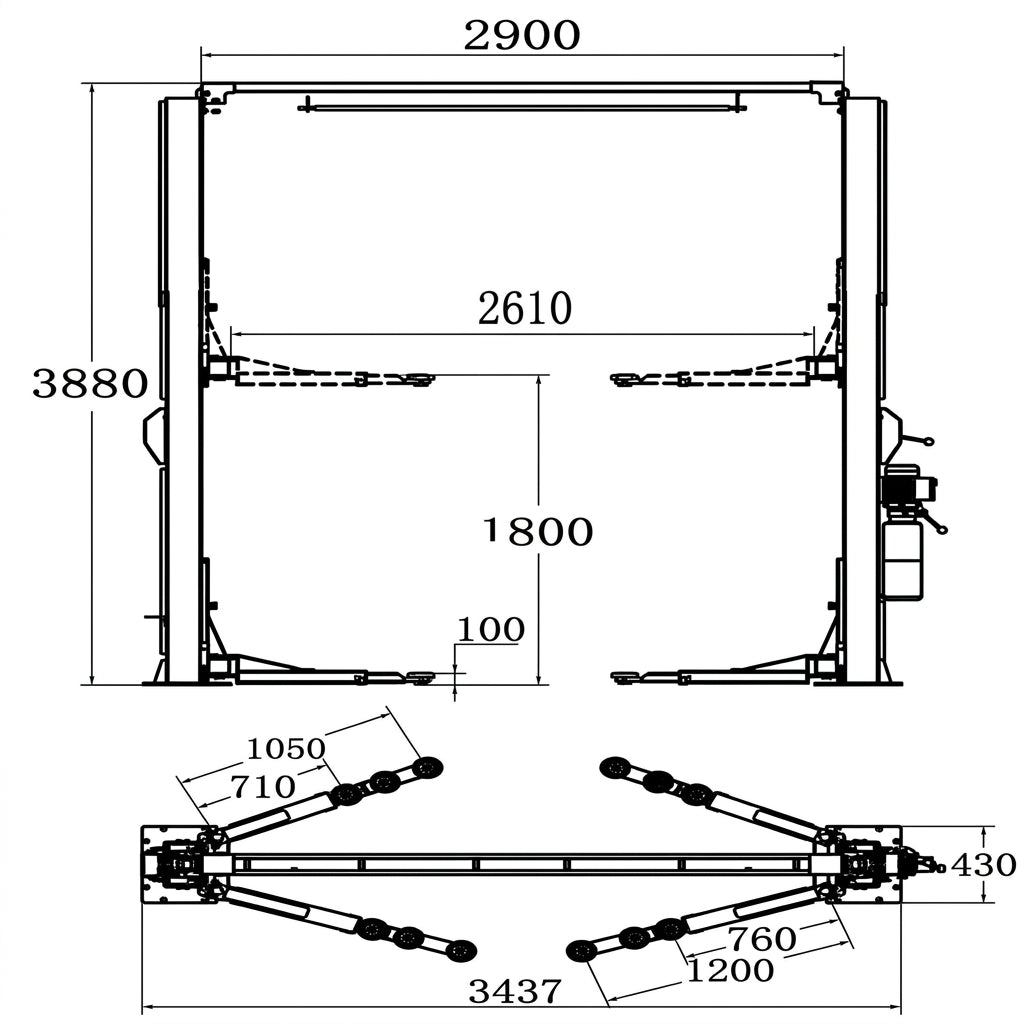 4.5 Tonne Clear Floor Car Hoist Single Point Release YL-340