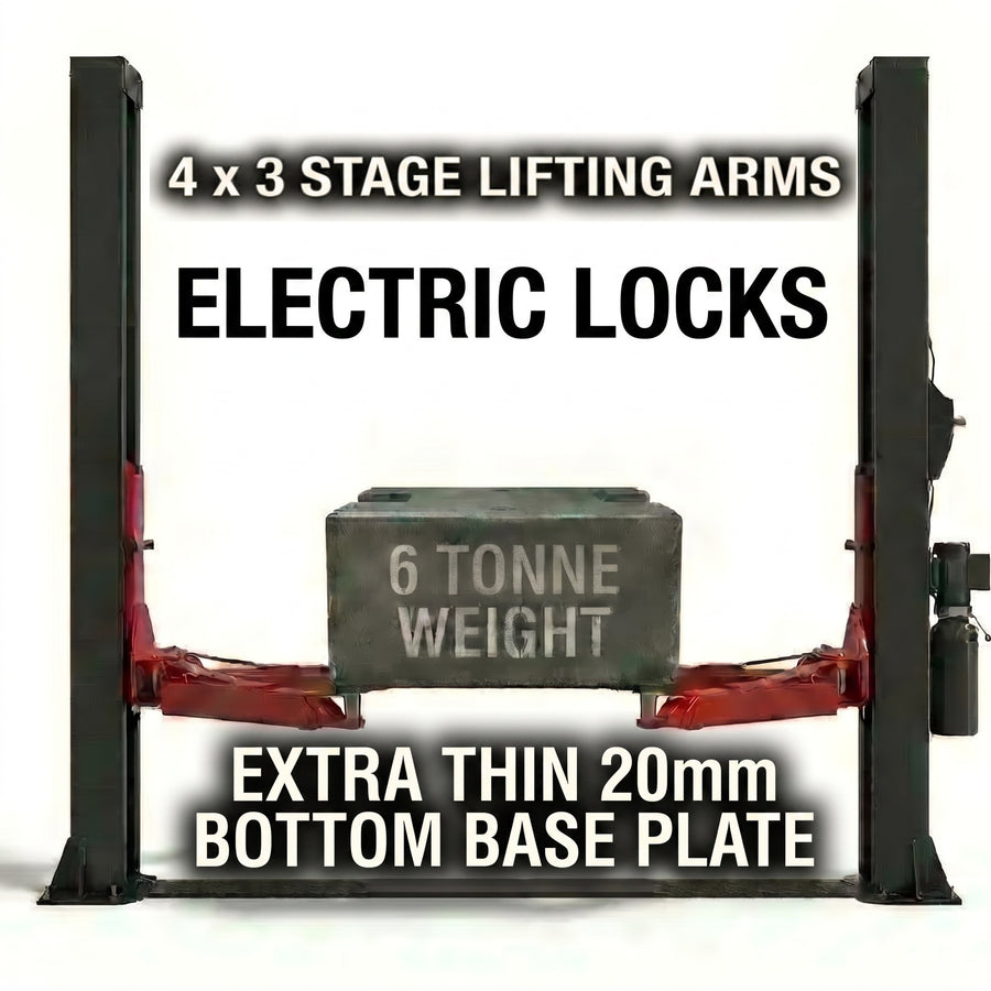6.0 Tonne YL-550E Base Plate Car Hoist Extra High Columns, Electric Lock Release 6000kg