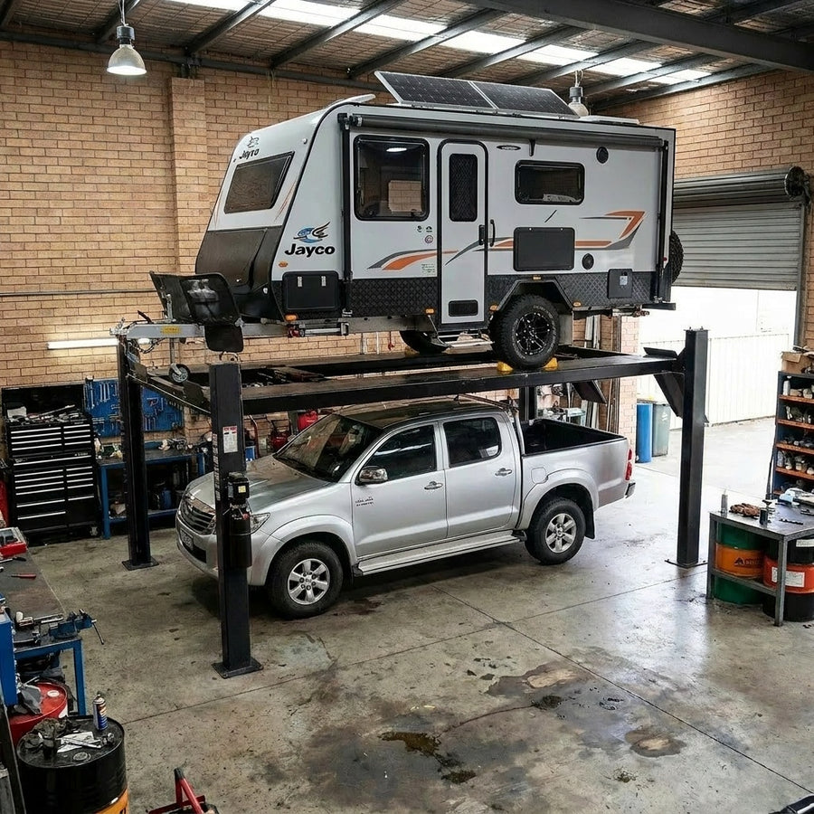 4 Post Caravan Storage Hoist 4.5 Tonne Extra High & Wide Model