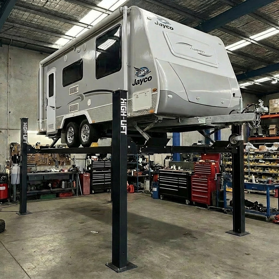 4 Post Caravan Storage Hoist 4.5 Tonne Extra High & Wide Model