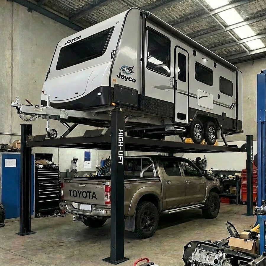 4 Post Caravan Storage Hoist 4.5 Tonne Extra High & Wide Model